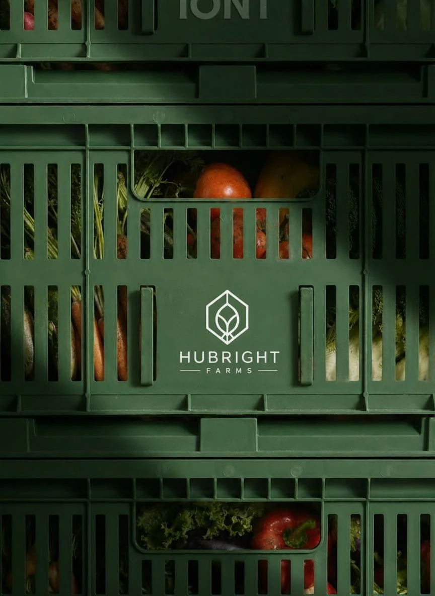 Hubright branded produce crates